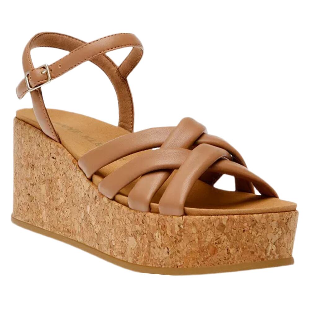 Anne‎ Klein Tan Vinette Platform Wedge Sandals Brown Boho VINE01F9 Sz 9 NEW